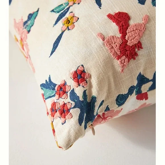 Anthropologie Mirelle Floral Embroidered Throw Pillow - Picture 3 of 3